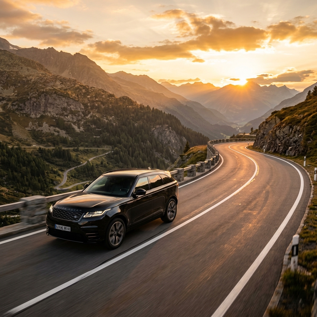 Luxury SUV on Bihar highway at sunset